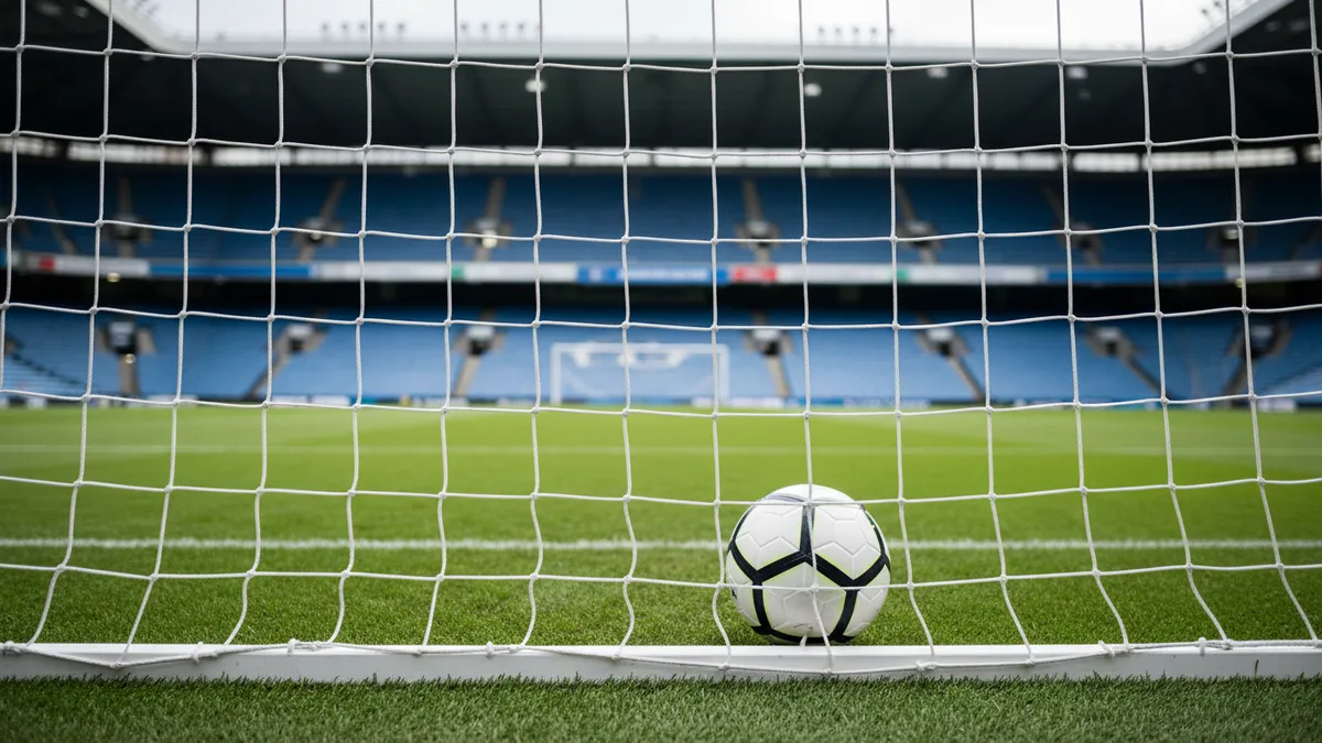 Red de portería de la Premier League con un balón dentro.